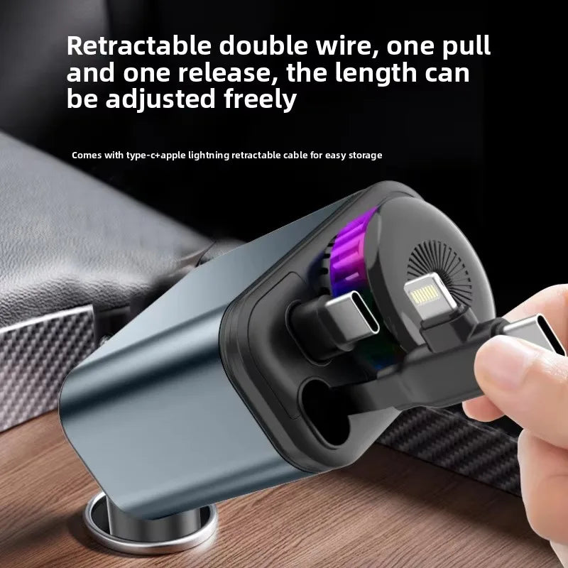 AuraCharge Pro™ | 5-in-1 Retractable Car Charger.