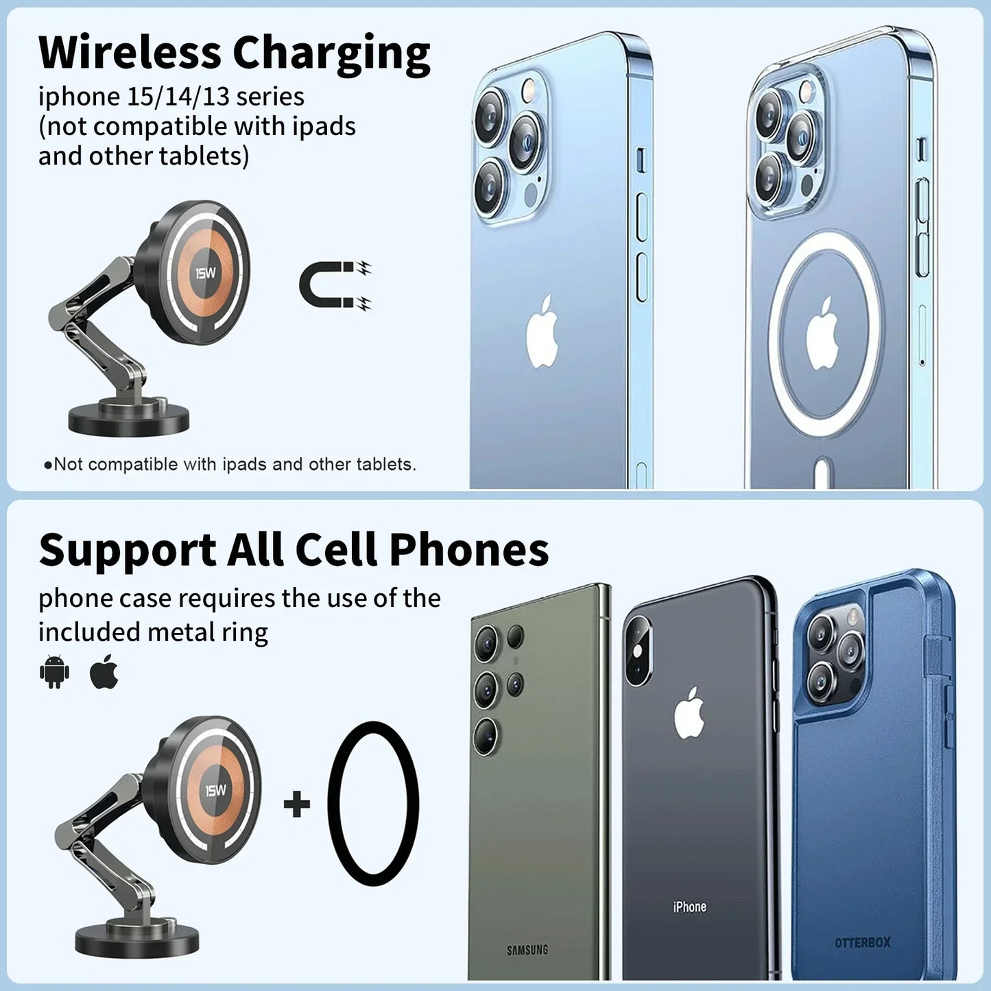 AuraClip™ 15W Magnetic Car Charger