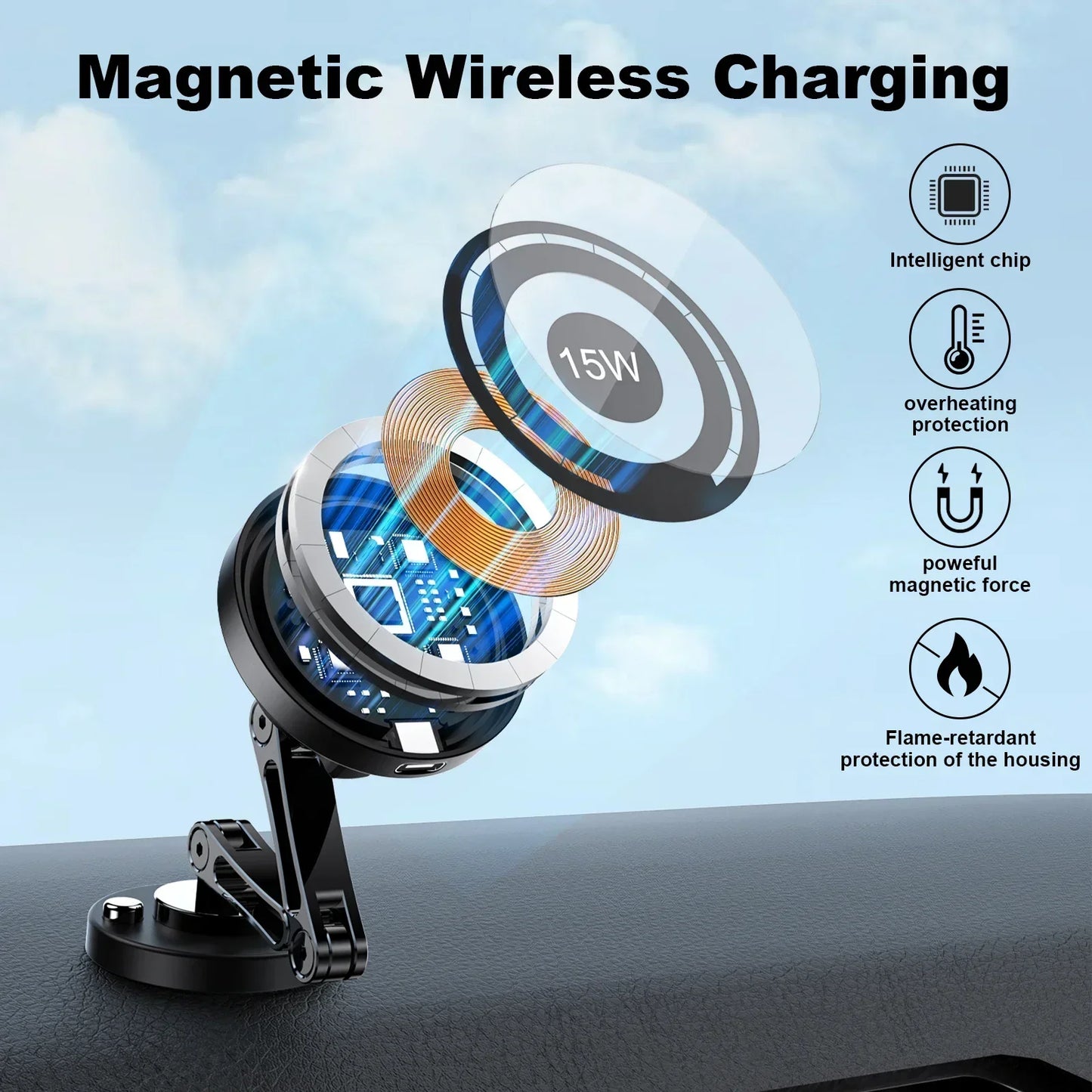 AuraClip™ 15W Magnetic Car Charger