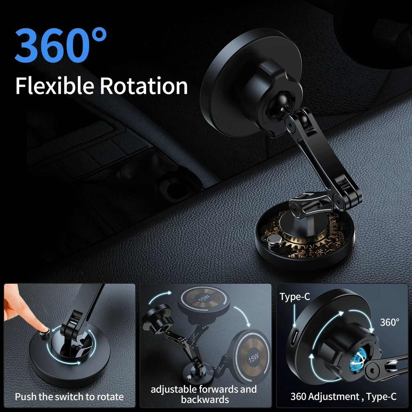 AuraClip™ 15W Magnetic Car Charger