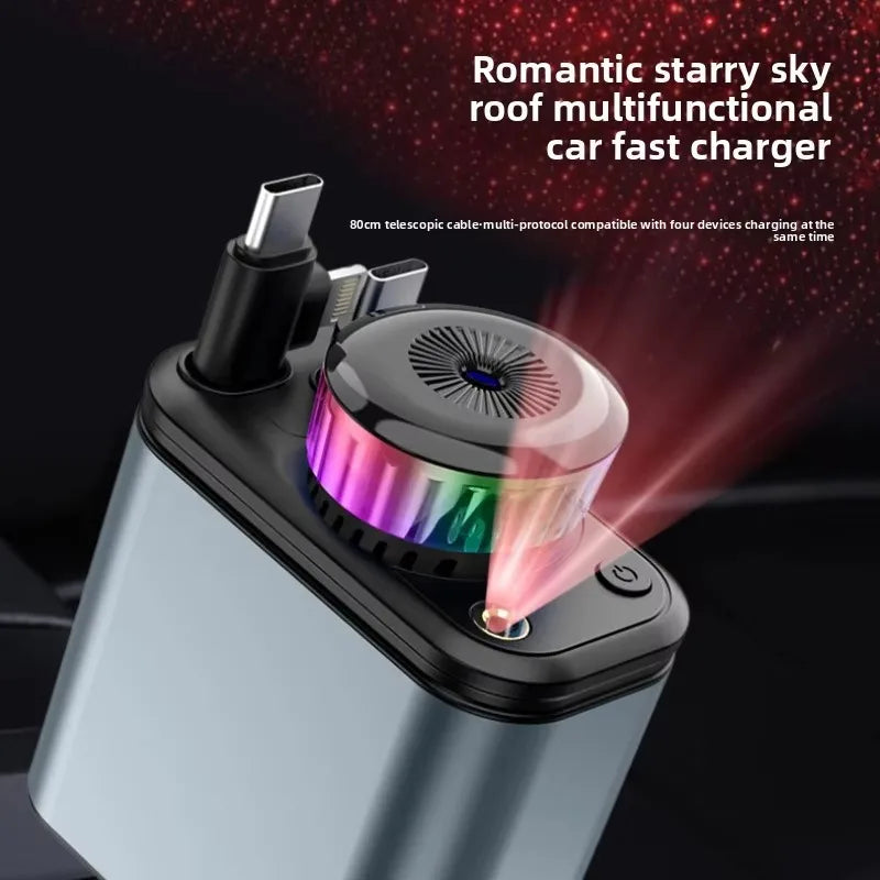 AuraCharge Pro™ | 5-in-1 Retractable Car Charger.