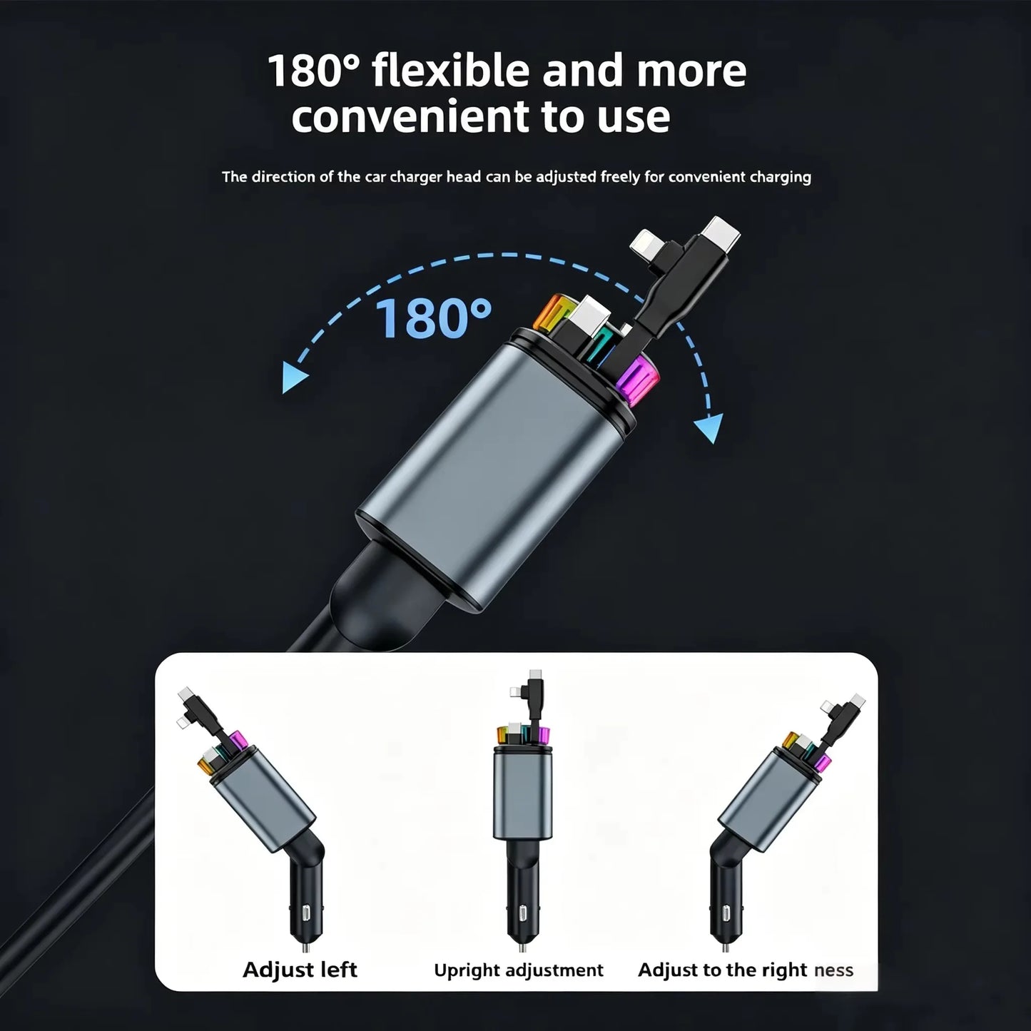 AuraCharge Pro™ | 5-in-1 Retractable Car Charger.
